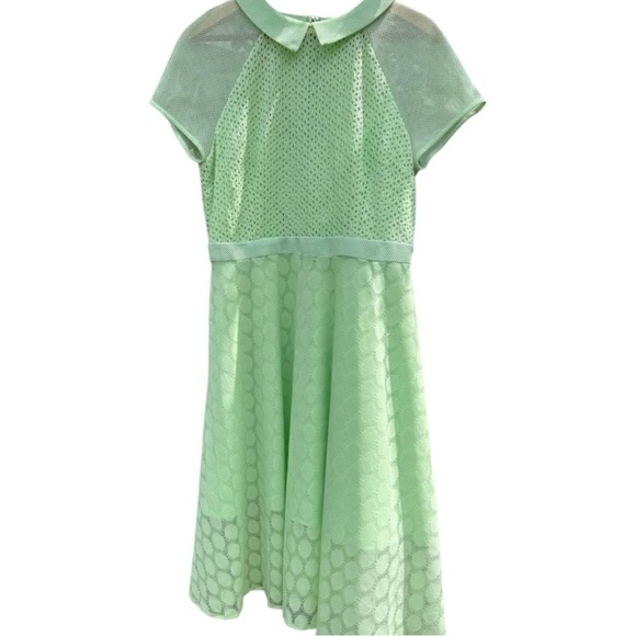 NWOT! NEW YORK & CO Vintage Retro Preppy Dress Lace Over Mint Green Midi 
SZ  10 - Picture 1 of 17